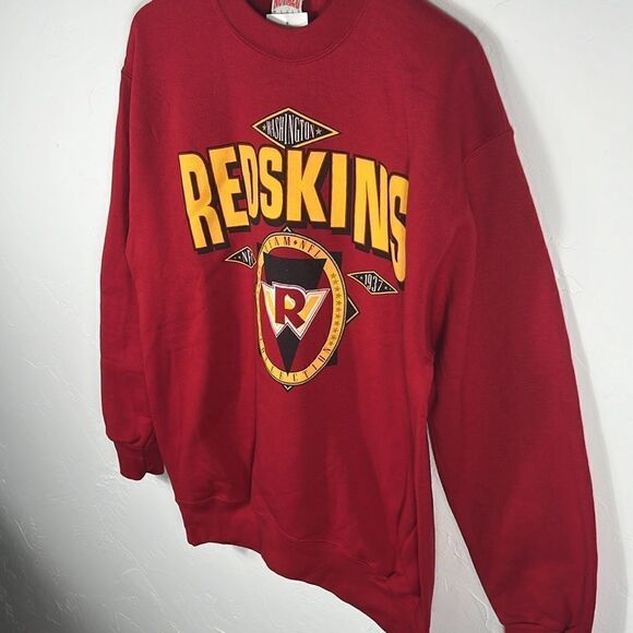 🔥🏈 “NWT” Vintage WASHINGTON REDSKINS Nutmeg RARE Crewneck Sweatshirt - Sz Lg - Picture 4 of 11